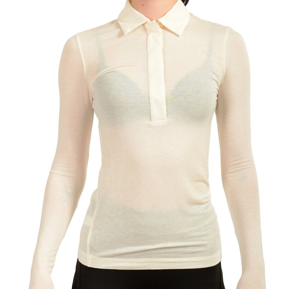 Scuderia Ferrari Women's Ivory Mix Cashmere Long Sleeve Polo Top US M IT 42